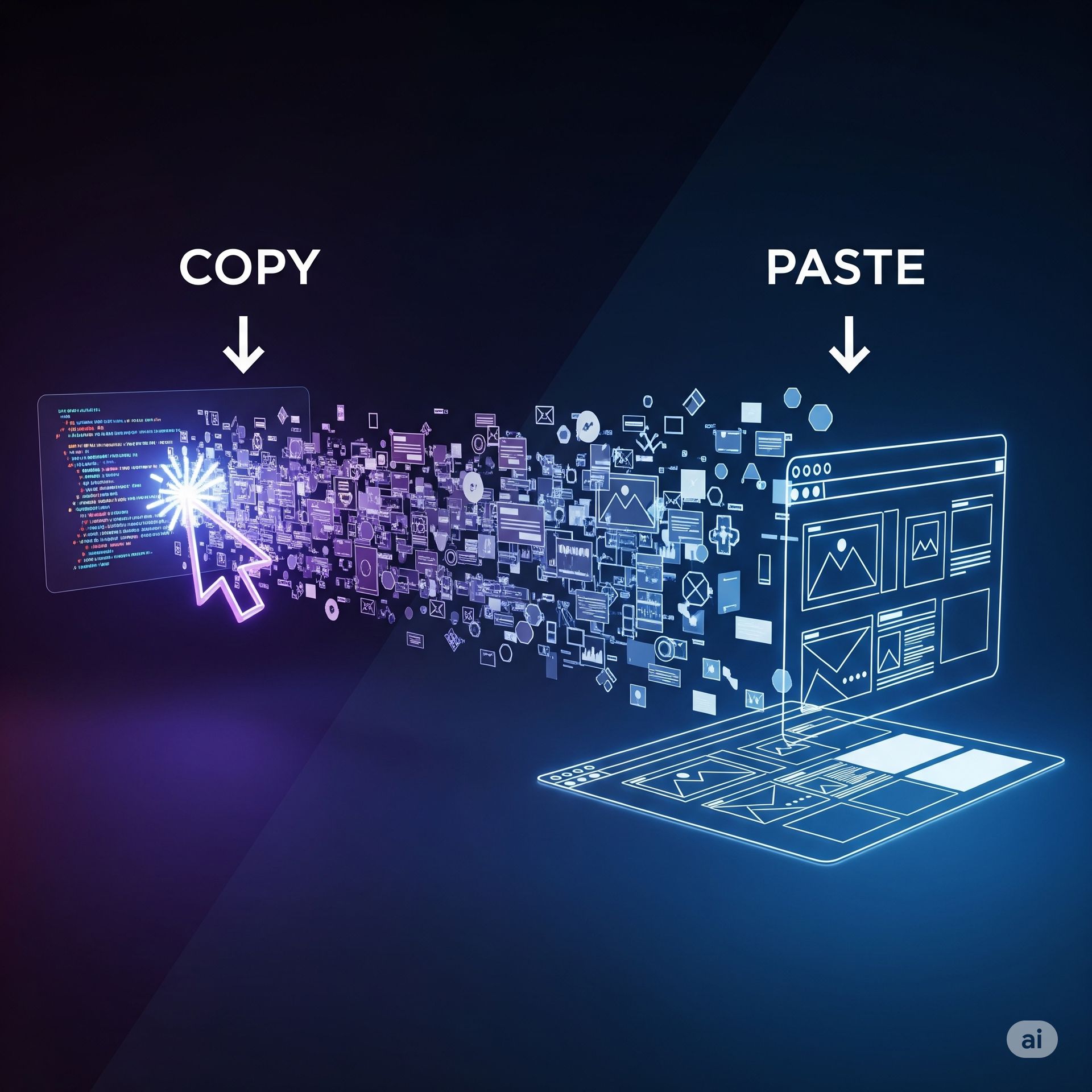Image d'un copier/coller entre tailwind et webstudio