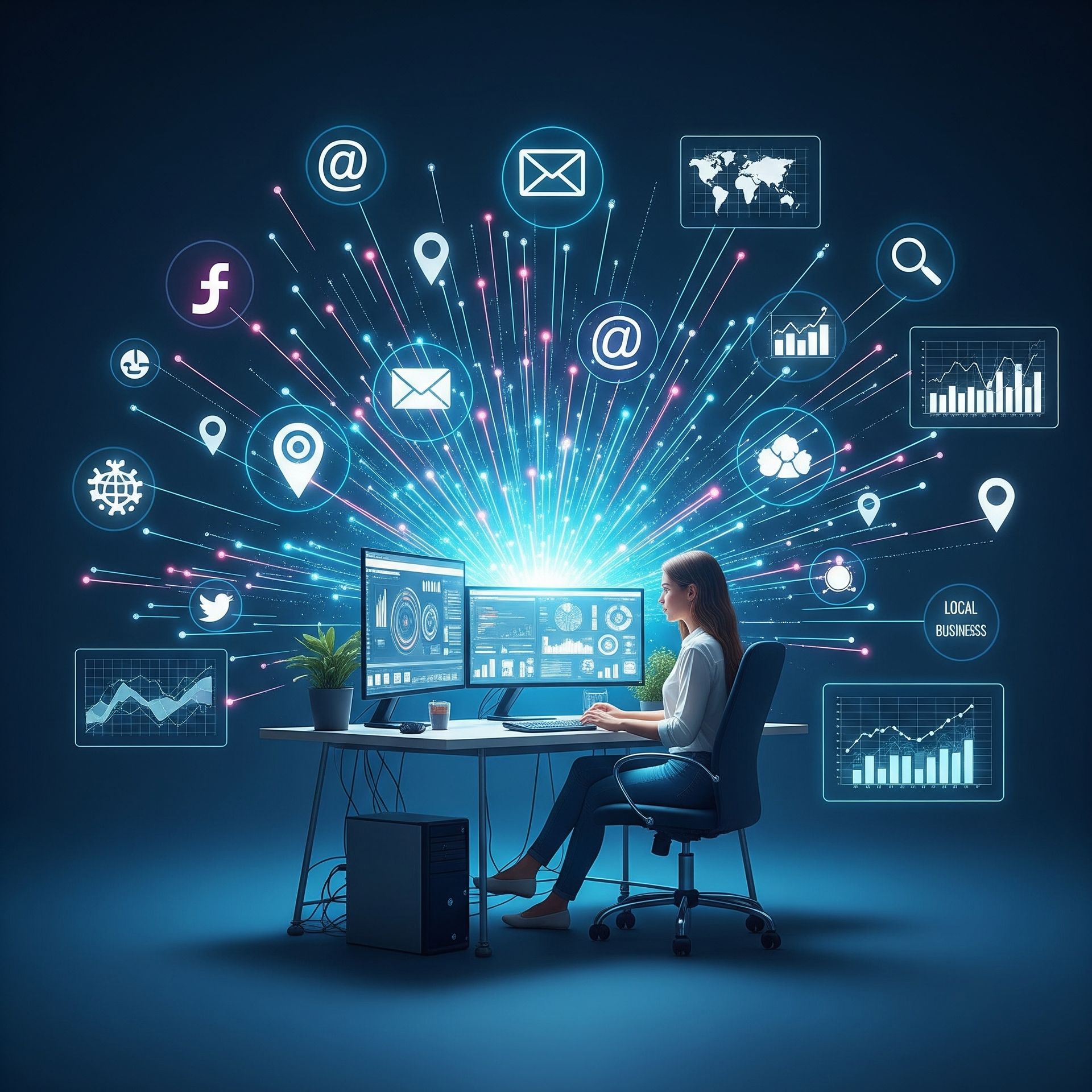 Illustration du marketing digitale et de la visibilité en ligne