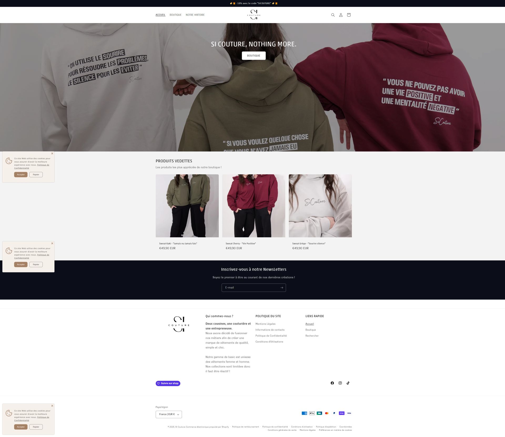 Image de la page d'accueil du site SI COUTURE