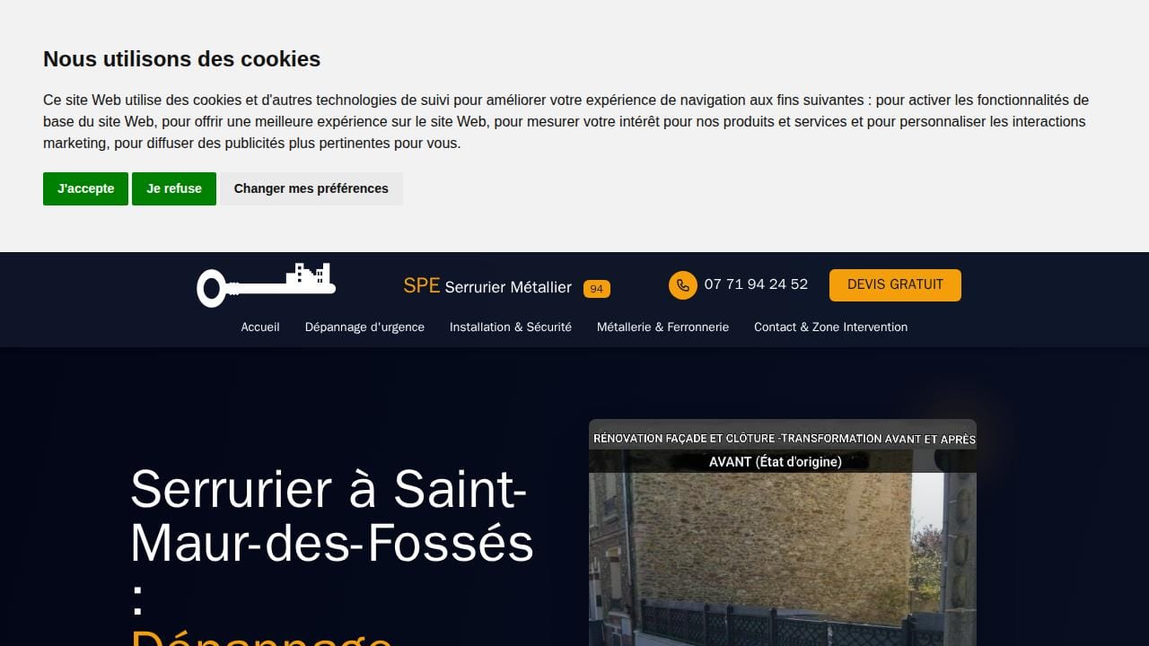 Aperçu du status de visibilité d'un de nos site Internet