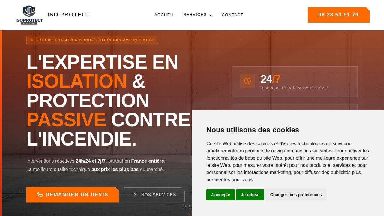 Aperçu du status de visibilité d'un de nos site Internet